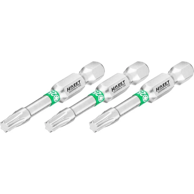 Hazet Bit 2223NSLG-T25/3, 1/4 Zoll (6,3 mm) Sechskant massiv, Innen TORX® Profil, 3-teilig, schwarz, 50 mm Länge
