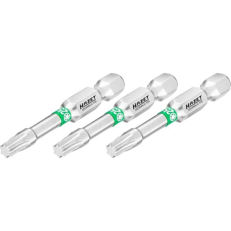 Hazet Bit 2223NSLG-T25/3, 1/4 Zoll (6,3 mm) Sechskant massiv, Innen TORX® Profil, 3-teilig, schwarz, 50 mm Länge