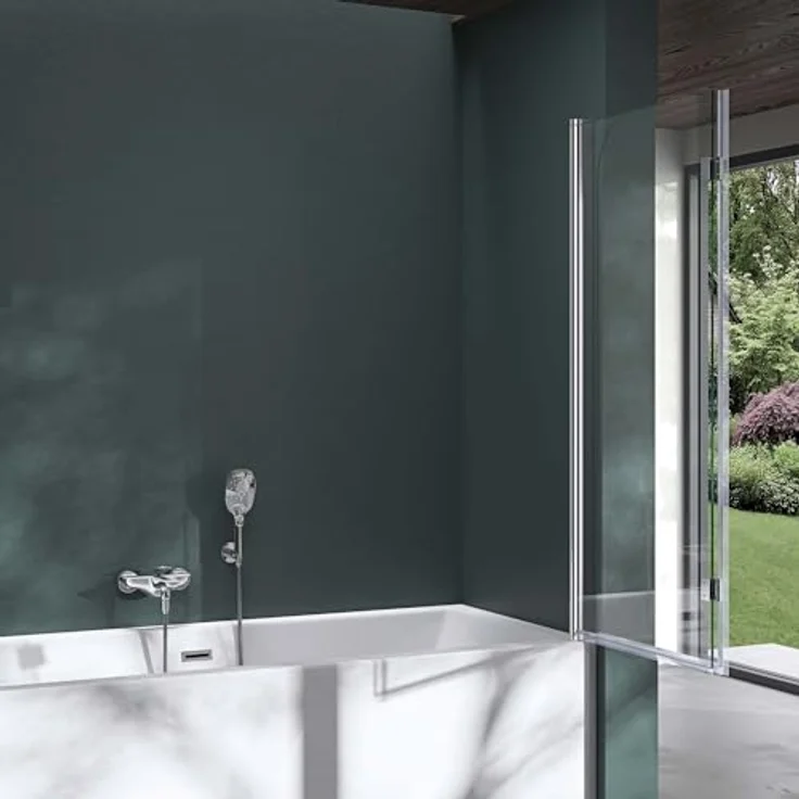 Mai & Mai Duschwand C1408 für Badewanne, faltbar 180°, 6mm ESG-Sicherheitsglas mit NANO-Beschichtung, 120x140cm – Bild 3