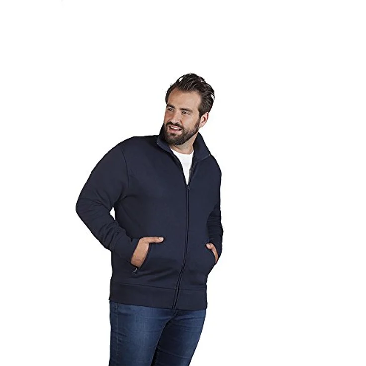 Promodoro Sweatshirtjacke g. XXXL, Marine - 100 % Baumwolle, schmale Passform, Seitentasche mit Reißverschluss – Bild 1