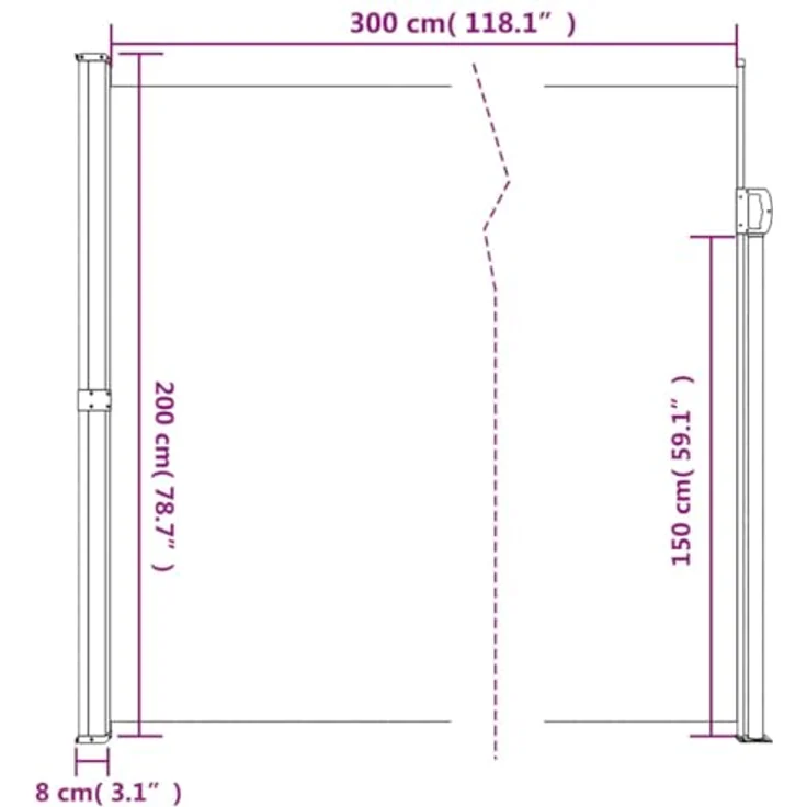 vidaXL Seitenmarkise Ausziehbar Braun 200x300 cm, Wasserfest, UV-beständig - Stahl und Aluminium, Einfache Montage – Bild 9