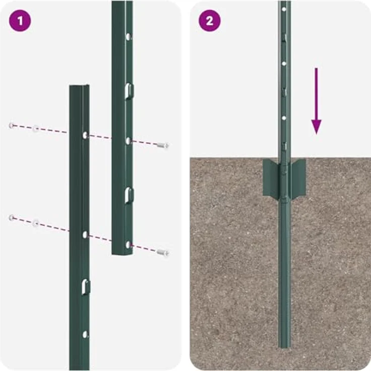vidaXL Zaunpfosten U-Kanal, 10 Stück in Grün, 100 cm, Stahl mit wetterbeständiger Lackierung – Bild 6