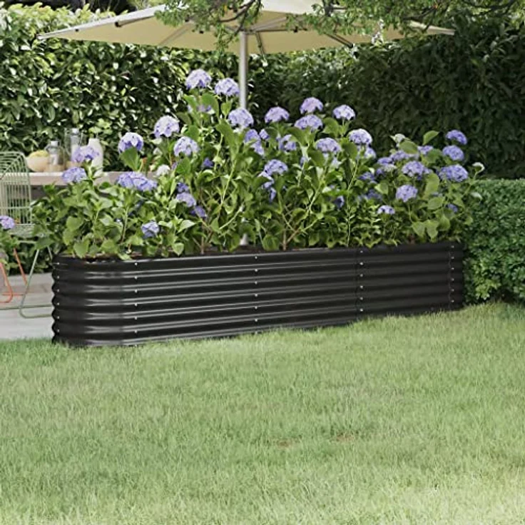 vidaXL Hochbeet, Anthrazit pulverbeschichteter Stahl, 224 x 40 x 36 cm – Bild 2