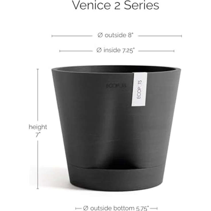 Ecopots Venedig 2 Pflanzgefäß, Selbstbewässerungssystem aus 80 % recyceltem Material, handgefertigte Oberfläche, für innen und außen geeignet – Bild 2