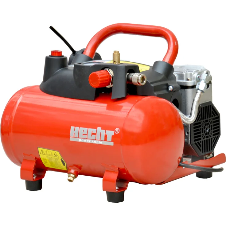 HECHT 20171 Flüsterkompressor, ölfreier Druckluft Kompressor mit 1100W, 8 bar und 67 dB(A) Schalldruckpegel, kompakt und mobil