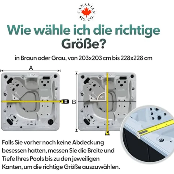 Canadian Spa Company Whirlpool Abdeckplane, quadratisch, 228x228 cm, braun, mit effektiver Wärmedämmung und robustem Material, inkl. Sicherheitsgurte und stabilen Griffen – Bild 8