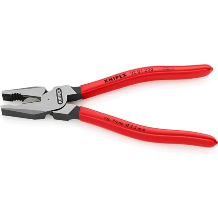 KNIPEX 02 01 200 Kraft-Kombizange mit Kunststoff überzogen schwarz atramentiert 200 mm – Bild 2
