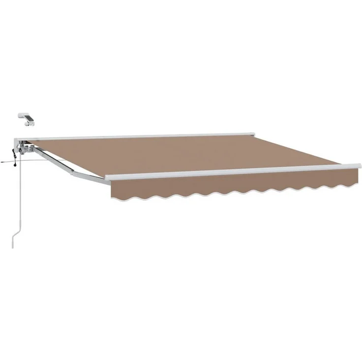 vidaXL Elektrische Markise, ausziehbar, taupe, 4 x 3 m, wetterfester Polyesterstoff, Fernbedienung und manuelle Kurbel, inklusive Montageset