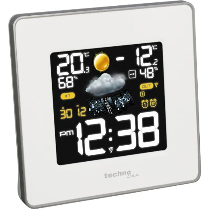 Technoline WS 6440, Wetterstation mit Funkuhr, Innen- und Außentemperaturanzeige, weiß – Bild 3