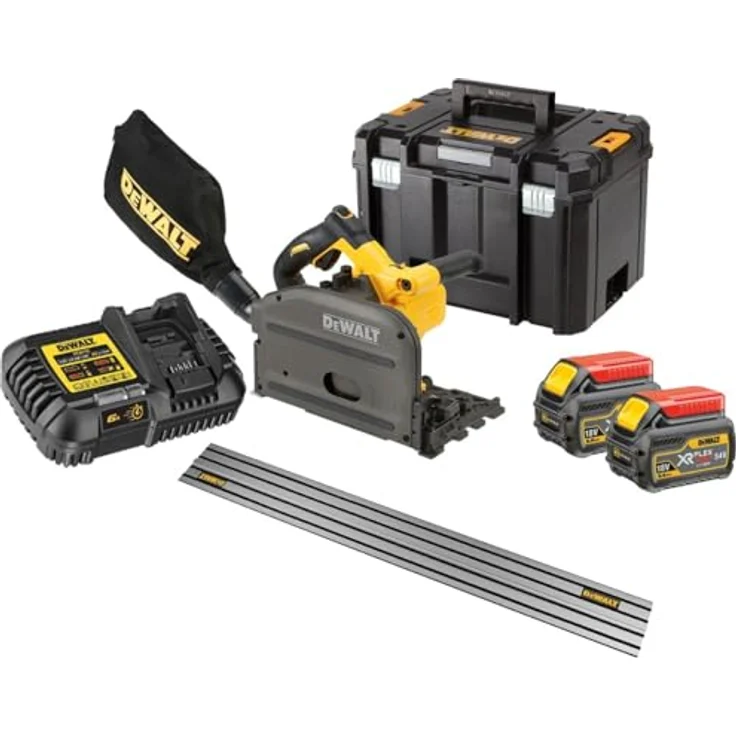 DEWALT FLEXVOLT DCS520 Tauchsäge 54V, bürstenloser Motor, 2x6,0Ah Akkus, 1,5m Schiene, präzise Schnitte bis 55mm – Bild 1