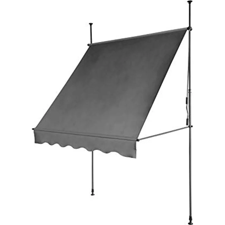 SVITA Klemmmarkise Balkonmarkise Sonnenschutz Markise Handkurbel ohne Bohren 300x120x220-300 cm (BxTxH) Dunkelgrau – Bild 1