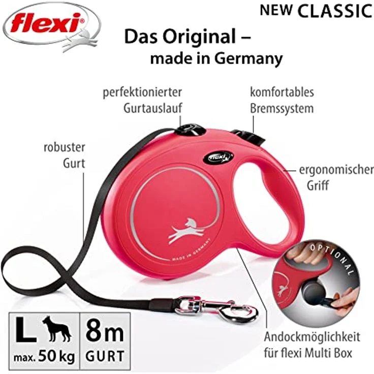 Flexi Hundeleine New Classic L Länge: 8 m, rot – Bild 2
