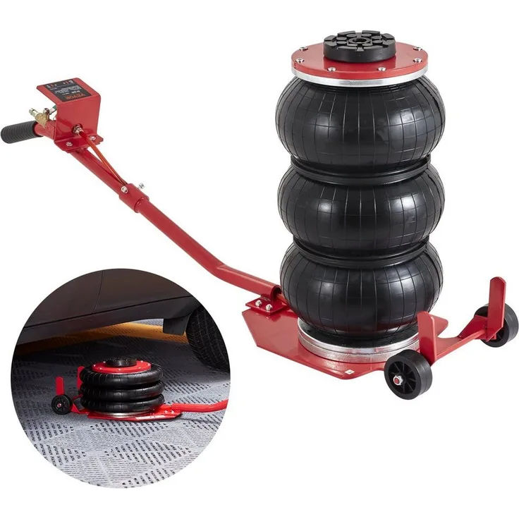 VEVOR Wagenheber Pneumatischer Wagenheber Triple Bag Air Jack 3, max. Hubhöhe: 70 cm - Vielseitiger Hubbereich, Unübertroffene Hubleistung, Kein Bücken mehr, Leicht zu bedienen, Für die Ewigkeit gebaut, Breite Anwendungen, 36 lbs / 16,34 kg, Schwarz