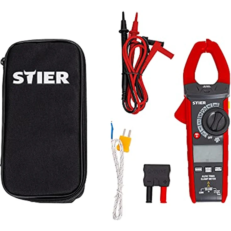 Stier Multimeter STIER Digitale Stromzange AC/DC 1000V 400A 40MΩ 100kHz mit Beleuchtetem Display, Taschenlampe und Datenhalte-Funktion – Bild 2
