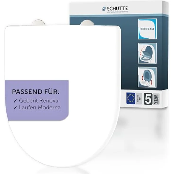 Schütte WC-Sitz D-Form Pro 3 Duroplast, mit Absenkautomatik und Schnellverschluss, weiß, bis 250 kg belastbar