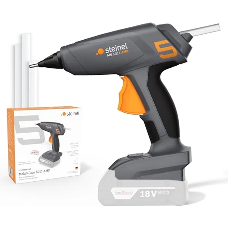 Steinel PRO MobileGlue 5011 AMP, Akku-Heißklebepistole mit 2 Temperaturstufen, 20 g/min Fördermenge, kompatibel mit 18V BOSCH AMPShare Akku-System – Bild 2