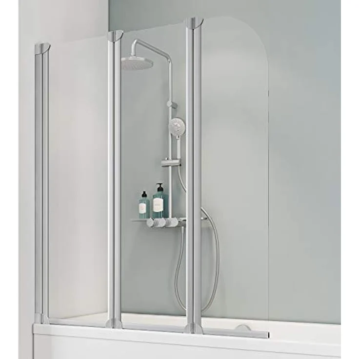 Schulte Badewannenaufsatz 3-teilig, 125 cm x 140 cm, Echtglas Klar hell, komplett einfaltbar, inkl. Montagematerial – Bild 1