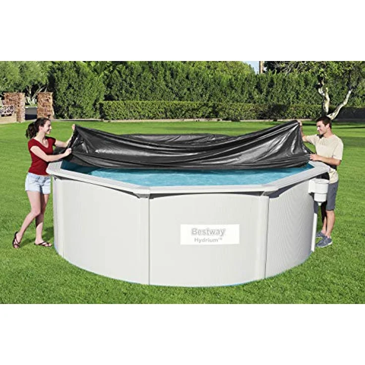 Bestway Flowclear PVC-Abdeckplane D:392 cm, grau, für Hydrium Pool 360x120 cm – Bild 2
