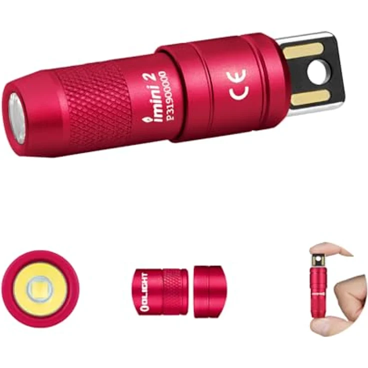 OLIGHT iMini 2 Mini LED Taschenlampe, USB-aufladbar, 50LM, IPX6, magnetische Basis, warmes Rot, 19,5g – Bild 1