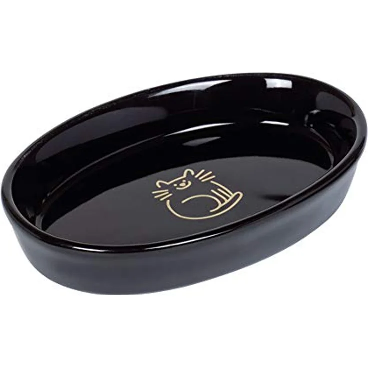 Nobby Katzen Keramik Schale oval Golden Cat schwarz 17 x 11 x 2,5 cm, 0,12 l