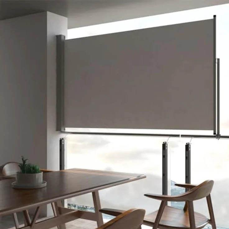 vidaXL Seitenmarkise Ausziehbar 140x300 cm Grau Sichtschutz Windschutz Markise – Bild 2