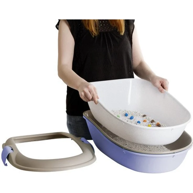 Stefanplast 81579 Katzentoilette „FURBA“ und „FURBA Maxi“ | Katzenklo mit Reinigungssieb und 2 Schalen | Mit hohem Rahmen – Bild 4