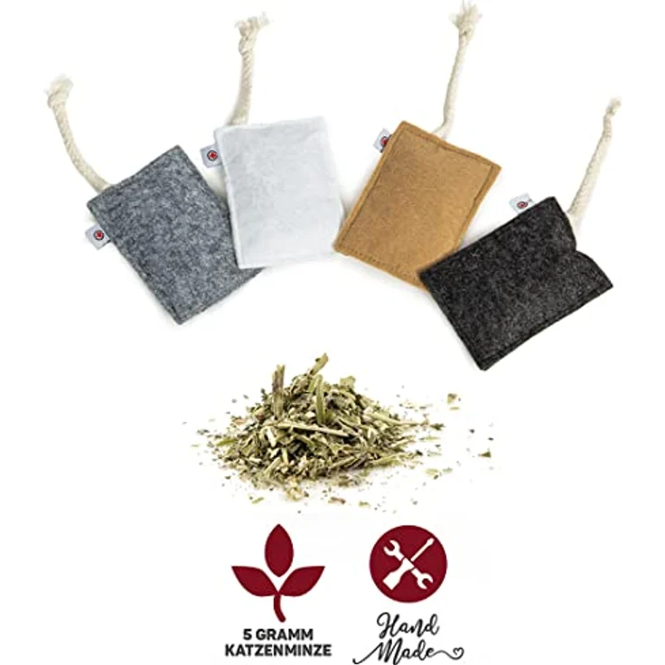 CanadianCat Company | 4er Pack | Filzkissen FELTY mit je 5gr. Katzenminze | Knuddel Kissen für Katzen | Schmusekissen – Bild 3