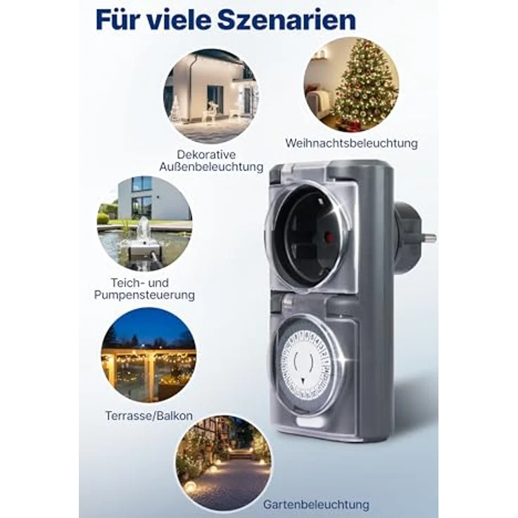 4smile Zeitschaltuhr für Aussenbereich, IP44 wetterfest mit 48 Schaltzeiten, Grau – Bild 5