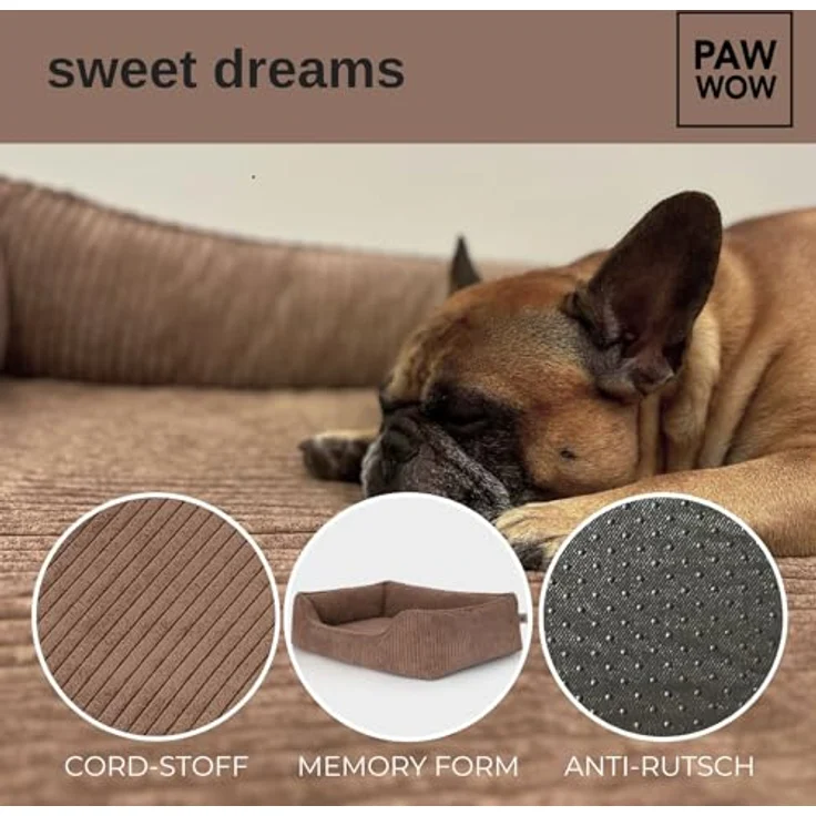 PAW WOW Anton Hundebett | Orthopädisches Hundebett für mittelgroße und große Hunde (Braun, 100x70cm) – Bild 3