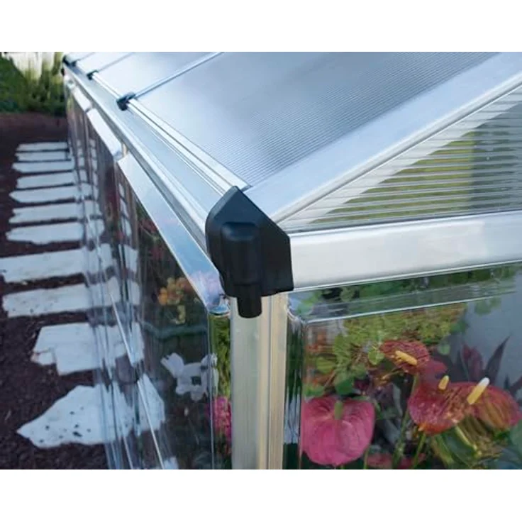 CANOPIA Lean to Alu Anlehngewächshaus Polycarbonat Treibhaus 244X124X225 cm Hybrid Silber - Platzsparendes Gewächshaus mit Aluminiumrahmen und nahezu unzerstörbarem Polycarbonat Dach – Bild 5