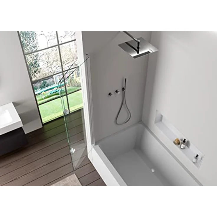 BERNSTEIN Schwenkbarer Badewannenaufsatz Duschabtrennung EX209 - 2 Glaselemente aus 6 mm Nano Echtglas, Chrom - 120 x 140 cm – Bild 7