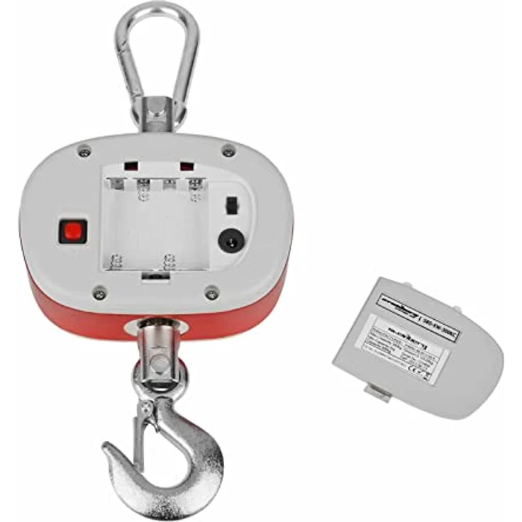 Steinberg Systems SBS-KW-300KC Kranwaage Hängewaage Zugwaage Digital mit Fernbedienung (300 kg / 50 g, LCD Display, inkl. Sicherheitshaken, Karabinerhaken, 6 Batterien) Rot-Weiß – Bild 3