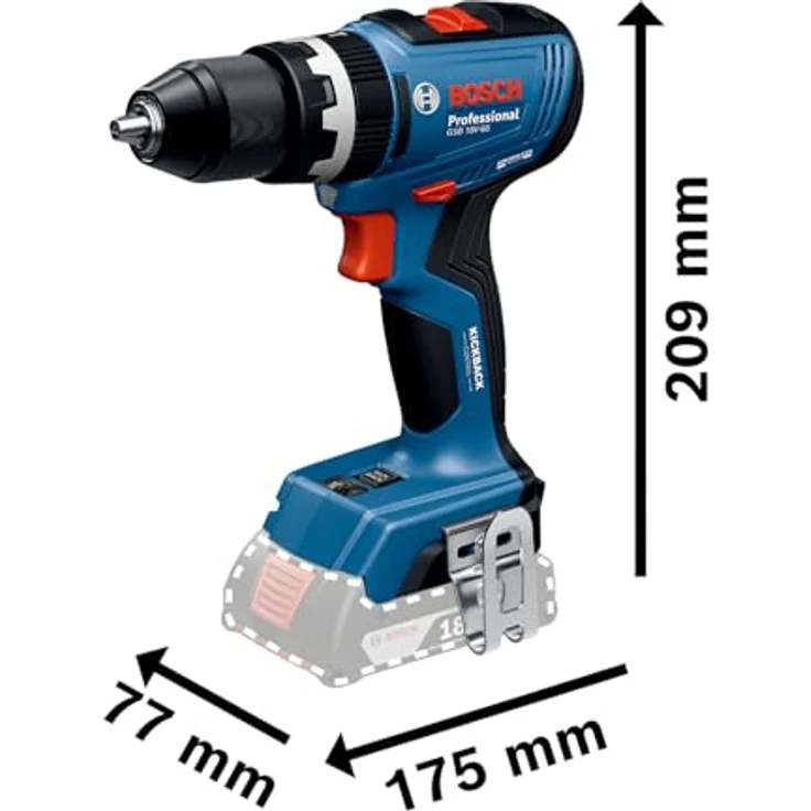 Bosch Schlagschrauber GSB 18V-65 2xPC4.0Ah L-Case 82AC, Akkuschrauber mit verbessertem Drehmoment von 65 Nm und Doppel-Arbeitslicht, blau – Bild 5