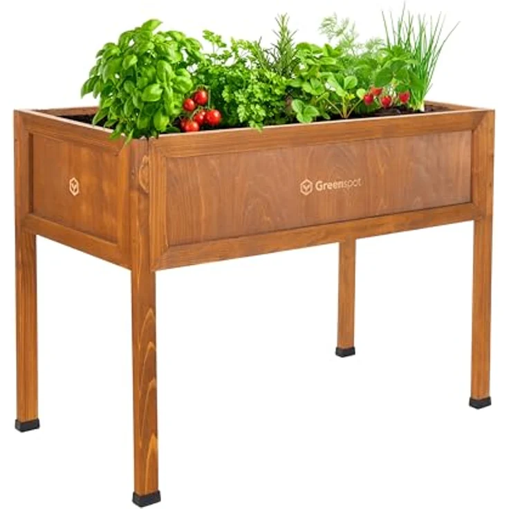 Greenspot Vintage Hochbeet mit Haube, 110x55x120cm, Palisanderbraun, für Kräuter und Gemüse, ergonomisch und wetterfest – Bild 4