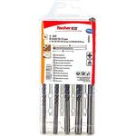 fischer Steinbohrer Set D-SDX, 5-teilig, Durchmesser 5 - 12 mm, Aufsätze für Schlag- und Drehbohren, hochwertiges Werkzeug für Stein und Mauerwerk