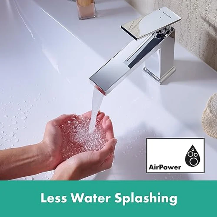 hansgrohe Tecturis E Waschtischarmatur, Comfort-Zone 110, Auslaufhöhe 117 mm, CoolStart, WaterfallStream, Keramikmischsystem, einstellbare Temperaturbegrenzung – Bild 3