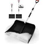 HECHT Schneeschaufel Teleskop 485 TF, 49 cm breite Schaufelfläche, stufenlos verstellbarer Teleskop-Stiel, leicht und stabil, ergonomischer D-Griff