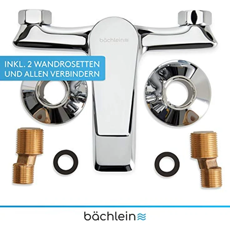 Bächlein Universal Badewannenarmatur Orlias, Einhand-Wannenbatterie in Chrom, Komplettset mit Zubehör, inklusive Neoperl Luftsprudler und einfacher Montage – Bild 5