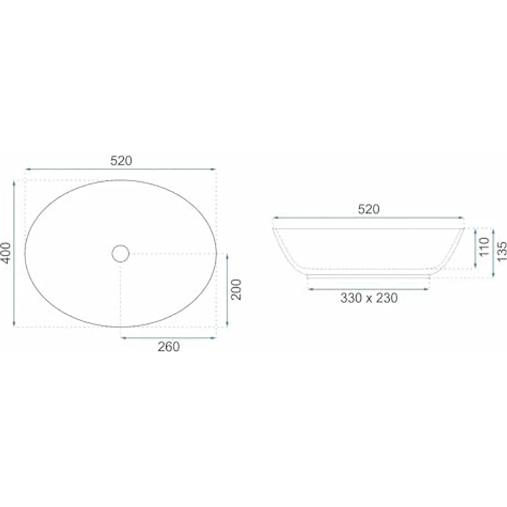 Rea Aufsatzwaschbecken MARGOT WHITE/GOLD Waschtisch Handwaschbecken Waschschale Waschbecken für Badezimmer aus hochwertiger Keramik 40 x 52 x 13,5 cm (Weiß) – Bild 3