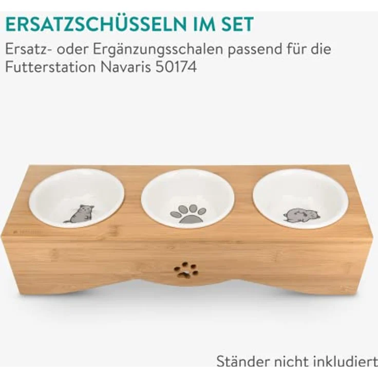 Navaris Futterstation Futternäpfe für Katzen und Hunde - Futternapf Set aus Porzellan - 3X Fressnapf Katzennapf - spülmaschinenfest – Bild 4