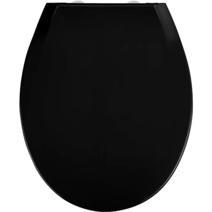 Wenko WC-Sitz Kos Easy Close, Thermoplast, schwarz, mit 1-Knopf Fix-Clip und Absenkautomatik