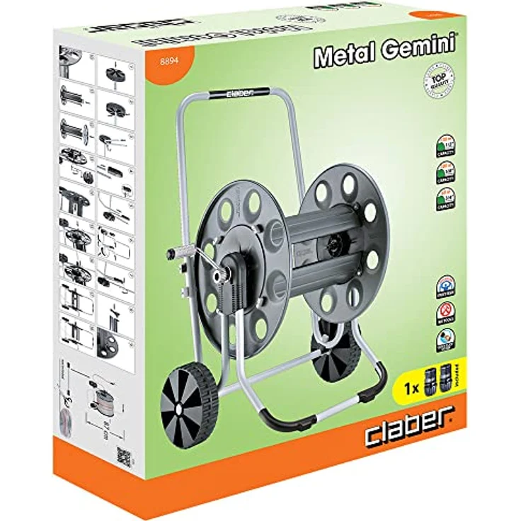 Claber Gartenschlauchwagen aus Metall Gemini – Bild 4