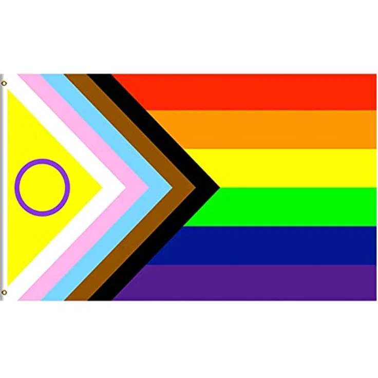 MOGADEE® Progress Pride Flag, Regenbogen Flagge 150x90cm, Wetterfest mit 2 Messingösen für Außenbereich – Bild 1