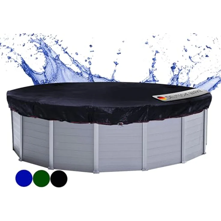 QUICK STAR Quick Star Poolabdeckung, Schwarz, Rund, 830x830 cm, 100% Polyethylen, UV-beständig, witterungsbeständig, inkl. Spannschnur und Spannratsche – Bild 1