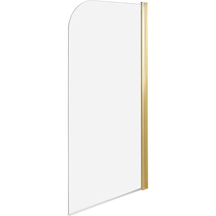 Beliani Badewannenaufsatz Gold, Schwenkbare Duschwand aus Sicherheitsglas und Aluminiumprofil, 140 cm hoch, 70 cm breit, 1-teilig, modern für Badezimmer – Bild 1