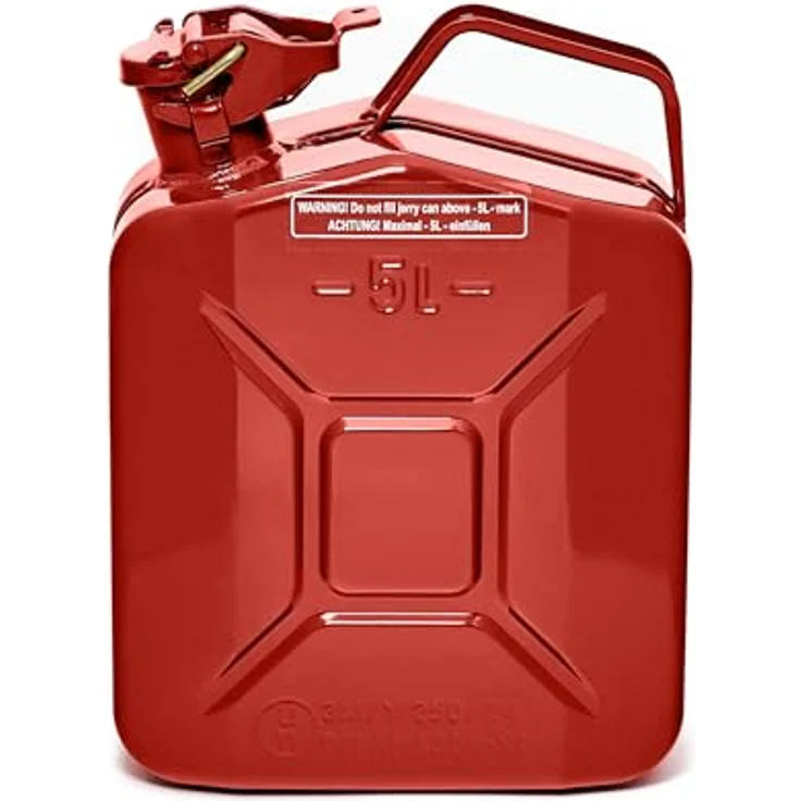 BW® Kraftstoffkanister Metall Benzinkanister 5 Liter mit Ausgießer - Robuster Stahl, TÜV-geprüft und UN-Zulassung - Rot - Made in Europe – Bild 2
