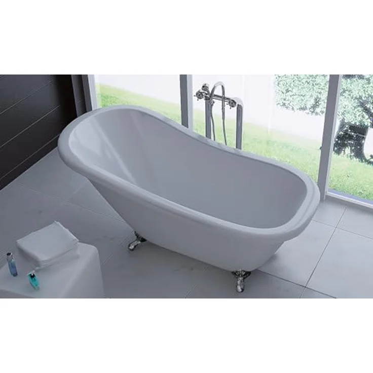 Jet-Line Design Badewanne QUEEN 170x80 cm, freistehend, weiß mit Klauenfüßen – Bild 5