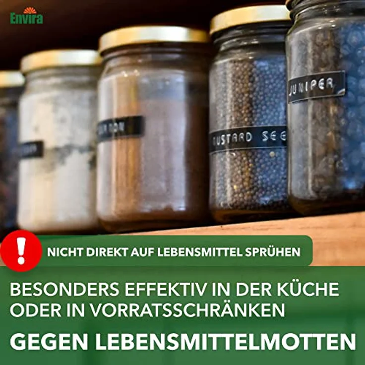 Envira Motten-Spray 500 ml + 2 Liter Drucksprüher - Mittel gegen Motten, Kleidermotten, Lebensmittelmotten - Mottenschutz mit Langzeitwirkung - Mottenfalle Alternative, Geruchlos – Bild 4