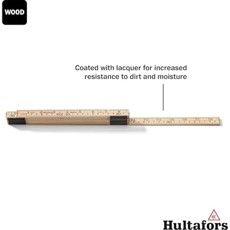 Hultafors Zollstock 2m aus Glasbirke mit Zoll- & CM-Einteilung, Made in Sweden, langlebiger Holz Gliedermassstab mit Zentimeter- & Inchskala, Gelenken aus Schwedenstahl – Bild 3