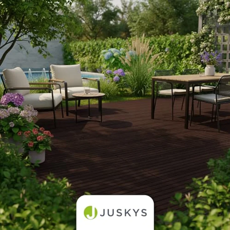 Juskys Terrassendielen WPC, 2 m², 6-Stück, witterungsbeständig, raue Oberfläche, braun, 330 kg/m² belastbar – Bild 7